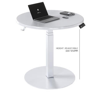 Escritorio de Computadora Ergonómico Moderno Blanco de Una Sola Pata, Ajustable en Altura con un Motor y 3 Etapas, Escritorio Redondo para Computadora - Product Image 5