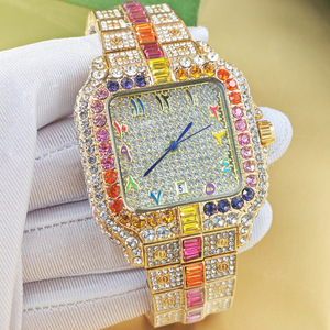 <span class=keywords><strong>2026</strong></span> Rainbow <span class=keywords><strong>Ice</strong></span> <span class=keywords><strong>Watch</strong></span> voor heren Luxe quartzhorloges Man Fashion Hip Hop Full Diamond Polshorloge Dropshipping - Product Image 2