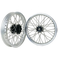 Jeu de roues à rayons Supermoto 14 pouces, jante argentée, moyeu noir en aluminium CNC pour Sur-Ron Light Bee X E-Dirt Bike Motocross