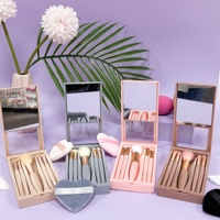 Ensemble professionnel de 5 pinceaux de maquillage synthétiques vegan pour le visage et le correcteur, avec logo personnalisé