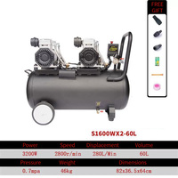 Compresseur d'air silencieux sans huile portable 220V, haute pression 8 bars, réservoir 50L, faible bruit pour usage industriel et domestique