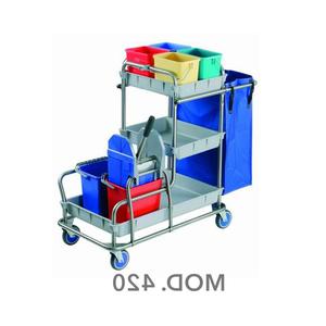 Carrello Super Pulizia in Acciaio Inox 420, Capacità 77 L, Carrello Multiuso - Product Image 1