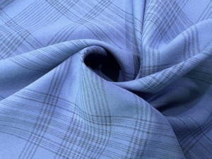Blue thin check plaid fabric soft grid cloth for <b>blouse</b> dress garment home textile making - Product Image 1