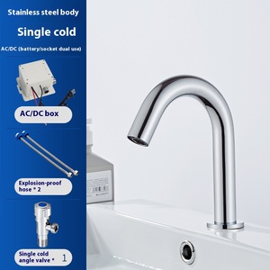 Grosir keran <span class=keywords><strong>Sensor</strong></span> gerak otomatis keran wastafel baja tahan karat lubang tunggal keran tanpa sentuhan air panas dingin katup keramik - Product Image 4