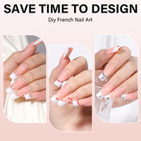 AILLSA OEM ODM Vente en gros de faux ongles carrés moyens en acrylique blanc français, pré-dessinés, à couverture complète