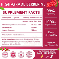 Rosebest GMP Certifié Vente en Gros Marque Privée Naturel 1200mg Capsules de Berbérine HCL de Haute Qualité avec Cannelle de Ceylan