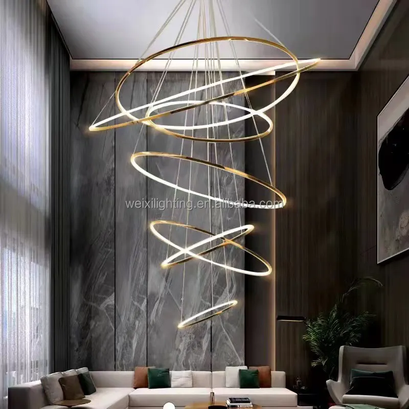 Plafonnier LED en acier inoxydable en forme de Villa, luminaire décoratif d'intérieur, idéal pour un Restaurant ou une Villa