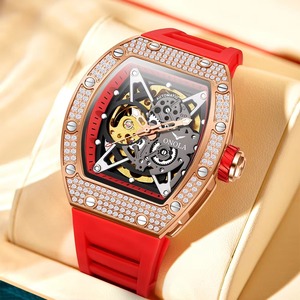 Reloj Deportivo Mecánico Automático para Hombre, Marca Personalizada Drioshipping, Resistente al Agua, Caja Cuadrada de Aleación, Correa de Goma, Esfera de Cristal con Indicadores - Product Image 6