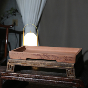 Maceta de arcilla morada Su Bingjia, cocida al fuego, no porosa, estilo rocalla paisajística, cuenco de agua, estilo puente bajo, maceta para bonsái de sobremesa - Product Image 4