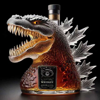 Vente en gros de mini-bouteilles de vin en verre transparent de 300 ml, style chat, pour liqueur, whisky, vin rouge, décanteur en forme de chien ou de canard