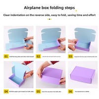 Boîte d'emballage pliable rose en carton, style avion, triple couche, épaissie, colorée, extra-résistante, pour expédition transfrontalière
