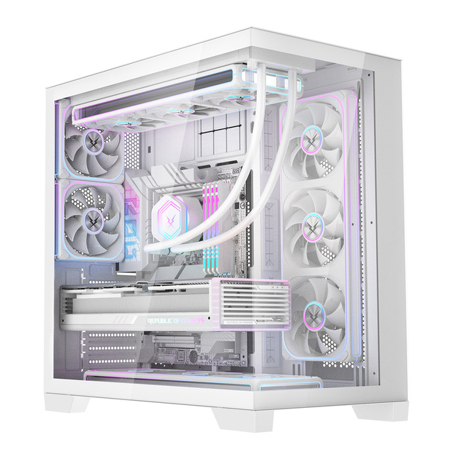 Ruix O11Vision-SE White ATX BTF Mother Board Compatible with 120mm Cooling Fans Rear 360mm Liquid Cooler Gaming Case
