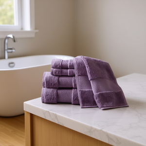 Juego de toallas de baño de 6 piezas, 100% algodón, de secado rápido, tejido de color sólido, para uso en el baño. - Product Image 2