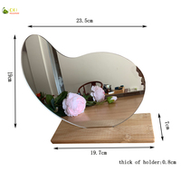 Miroir de maquillage Art Déco pour salle de bain avec support en bambou naturel, portable, à poser sur table/bureau/comptoir, origine Fujian