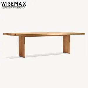 أثاث WISEMAX بتصميم بالي طاولة طعام طويلة بأجزاء بسيطة بإطار من خشب الساج طاولة طعام لجميع الأجواء للفناء والحديقة
