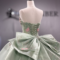 Robe de soirée formelle Jancember 8568, magnifique robe de bal sans bretelles, couleur vert sauge, corset cœur, appliques florales