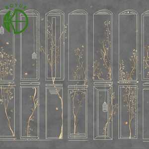 <span class=keywords><strong>Papier</strong></span> <span class=keywords><strong>peint</strong></span> mural de luxe personnalisé de style chinois avec motifs floraux et d'animaux pour la décoration des halls d'hôtel, des restaurants et des espaces commerciaux - Product Image 3
