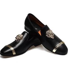 Chaussures Oxford de mariage pour hommes en cuir véritable, style italien haut de gamme, faites à la main, à enfiler, brodées, avec embout en acier, collection automne - Product Image 2