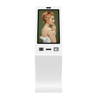 Lecteur de codes à barres pour carte d'identité Kiosque de commande tactile capacitif au sol de 23.6 pouces Scanner intérieur SDK Fonction recyclage d'espèces