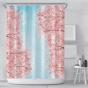 Wholesale Custom Print Shower Curtain, Waterproof Sakura Shower Curtain, Shower Curtain 3D Printed