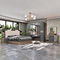 Nouvelle collection 2026 : Ensemble de mobilier de chambre de luxe super king size 5 pièces avec tête de lit miroir africain