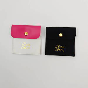 INFFY Personalized Logo Biodegradable Pu Jewelry Button Pouch Drawstring Closure (Silk) for <b>Earrings</b> Necklace-Eco-friendly Gift - Product Image 3
