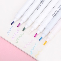 Surligneur en forme de fleur, stylo à contour, stylo à courbes, stylo de journalisation coloré pour dessin manuel, marqueur fin ondulé pour étudiant