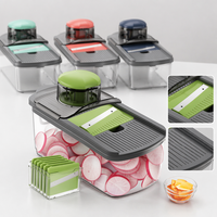 Ourokhome Handmatige Mandoline Snijder Groentesnijder Plastic 6 Roestvrijstalen Messen Antislip Zware Kwaliteit Draagbaar Gereedschap