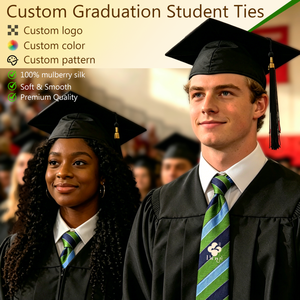 Cravate en Soie de Mûrier 100% Personnalisable avec Logo, Motif Paisley Rayé, Écologique, pour Cérémonie de Remise des Diplômes, Cadeau pour Étudiants et Anciens Élèves - Product Image 1