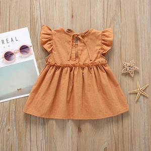 Vestido de niña de <span class=keywords><strong>color</strong></span> liso caliente 100% algodón verano lindo bebé princesa vestido sin mangas para niñ<span class=keywords><strong>as</strong></span> - Product Image 4