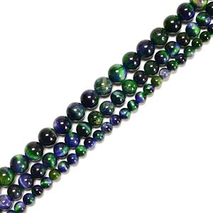 Nuove Perle Rotonde Lisce in Occhio di <span class=keywords><strong>Tigre</strong></span> Verde Blu Galassia da 6mm, 8mm, 10mm per Creazione di Gioielli e Braccialetti - Product Image 3