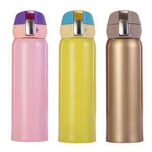 Taza Pop-Up de Acero Inoxidable, Botella de Agua con Aislamiento al Vacío, Tapa Colorida, Taza Recta, Regalo para Todos - Product Image 1