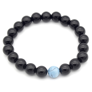 <span class=keywords><strong>Bracciale</strong></span> in Pietra <span class=keywords><strong>Naturale</strong></span> con Perle di <span class=keywords><strong>Turchese</strong></span> e Ossidiana, <span class=keywords><strong>Bracciale</strong></span> con Pietre Energetiche Curative ST046 - Product Image 4
