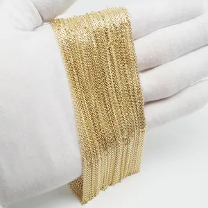 थोक अच्छी कीमत AU375 गहने ठोस सोने 1mm डीसी केबल द्वारा सोने की चेन लिंक थोक 9K रोल मीटर