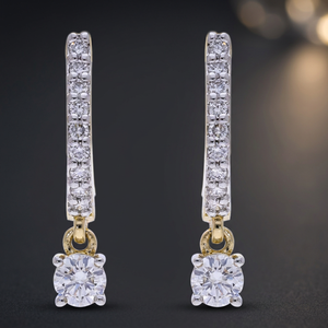ต่างหูเพชรแท้ทรงหยดน้ำแบบสมมาตร ชุบทองคำขาว 14K สำหรับผู้หญิง หรูหรา ขนาด 3.5 มม. ประดับเพชรเม็ดเดี่ยว เหมาะสำหรับงานหมั้น - Product Image 2