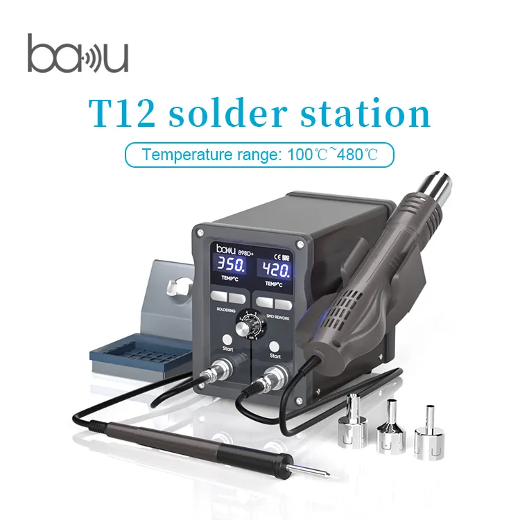 T12 solder station ba-898D+ adjustable temperature electric digital soldering iron for phone repair