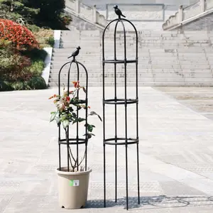 Marco de escalada de plantas, soporte de flores al aire libre, enrejados de obelisco para jardín, torre de soporte portátil para plantas, soporte de flores