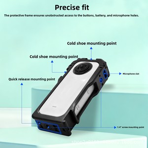 인스타360 X4 에어 카메라용 알루미늄 카메라 케이지 프레임, 콜드슈 마운트 및 1/4인치 홀이 있는 확장형 하우징, 충격 방지 비디오 리그 - Product Image 2