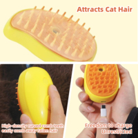 Brosse à vapeur en céramique autonettoyante 3 en 1, outil de massage en silicone pour chats et chiens, outil de toilettage