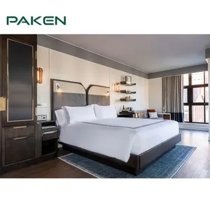 Foshan özel yapılmış modern 5 yıldızlı modern otel proje odası yatak odası takımı sabit mobilya setleri