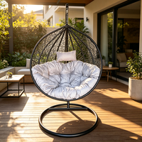 Fauteuil suspendu en rotin d'extérieur avec structure en acier pour jardin, patio, balcon et parc