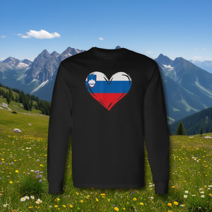 เสื้อยืดแขนยาวลายธงชาติสโลวีเนีย ดีไซน์รูปหัวใจแห่งความภาคภูมิใจของชาวสโลวีเนีย - Product Image 3