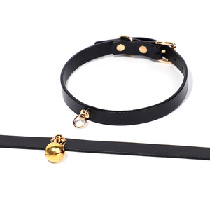 Simpiqu Genuine <b>Leather</b> Collar Black SM <b>Bondage</b> Prop Adult Accessory - Product Image 2