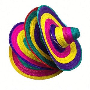 Wholesale Summer Mexican Sombrero Wide Brim Straw Hat in Straw Colored for Warm Weather - Product Image 1