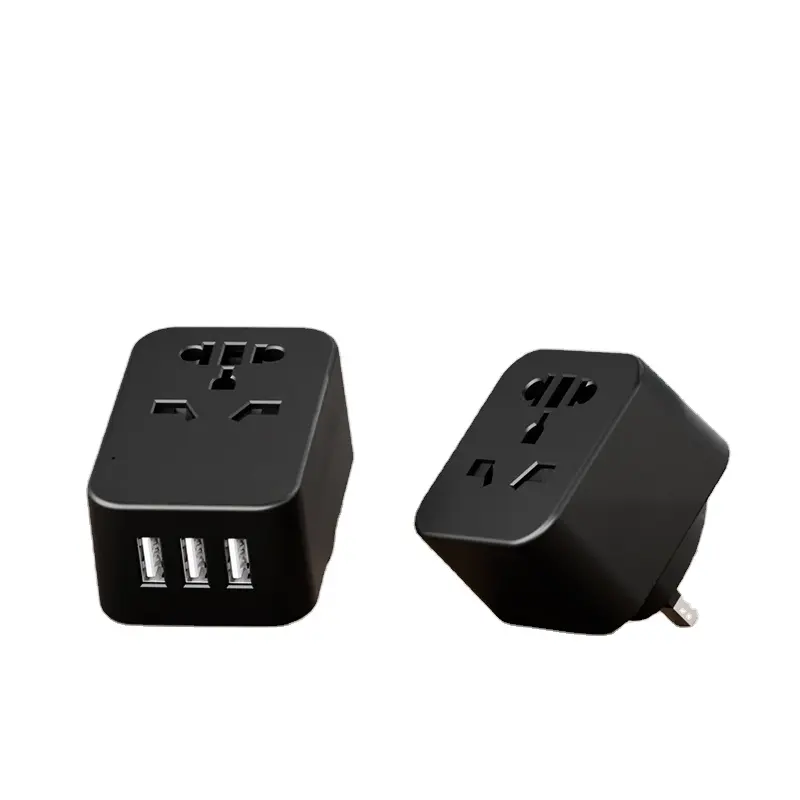 Três Porta USB Carregamento Europeu EUA Reino Unido Tudo Em Um Tomada Universal Viagem Plug Power Adapter