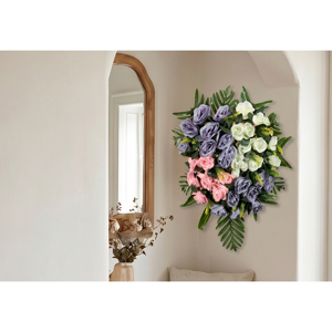 Ramo de Flores Artificiales en Tonos Púrpura, Blanco y Rosa, Estilo Vintage, Hecho a Mano, 55 cm, Guirnaldas Decorativas para Colgar en la Pared, Decoración del Hogar - Product Image 2