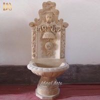 Fontaine à cascade artificielle en marbre avec statue de lion, pierre d'art, pour l'intérieur, décoration murale