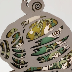 Série Forêt 3D, artisanat en bois multicouche, escargot lumineux/non lumineux - Product Image 3