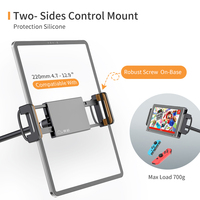 360 °   Support de téléphone et tablette à bras long réglable - Support universel en aluminium à col de cygne avec revêtement en cuir