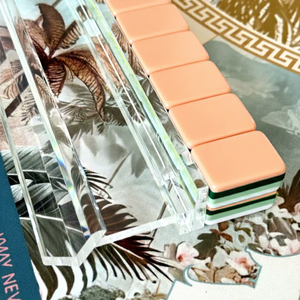 Juego de Mahjong Acrílico <span class=keywords><strong>Tropical</strong></span> de Lujo, Fichas de Diseño con Logotipo Personalizado, Juego de Regalo Silencioso de Alta Gama para Venta al por Mayor y Colección - Product Image 4